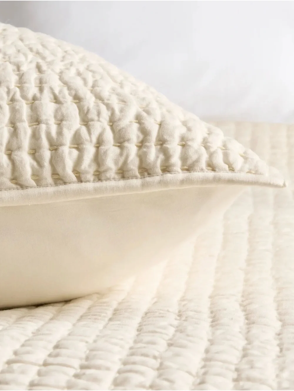 Quince Linen/Cotton Stitch Quilted Euro Sham - Ivory - OOS online